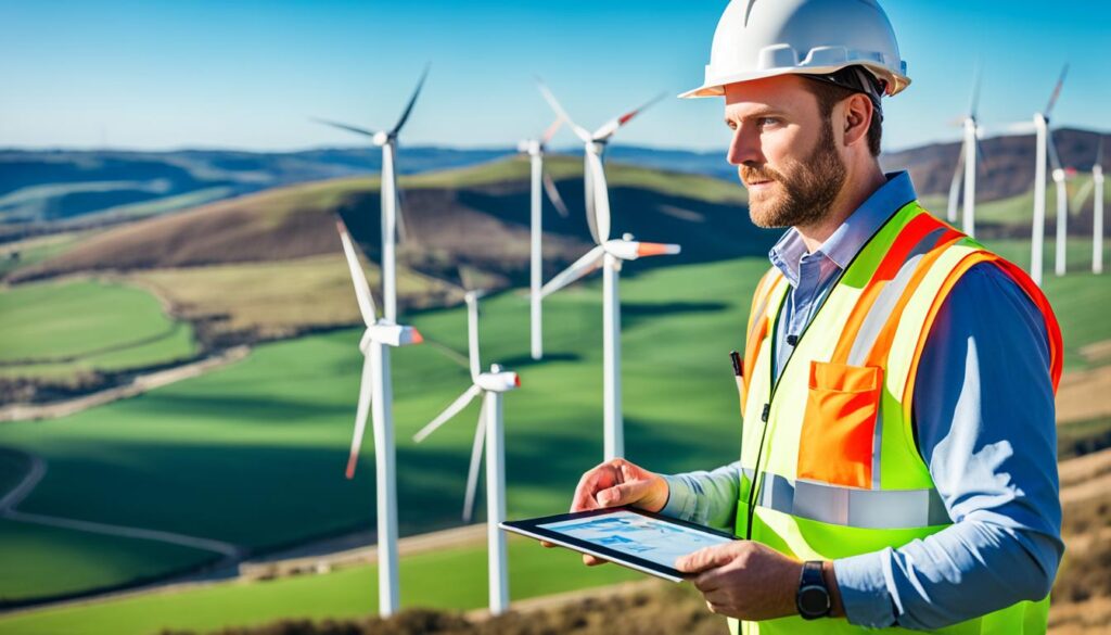 Environmental engineer working on a sustainability project