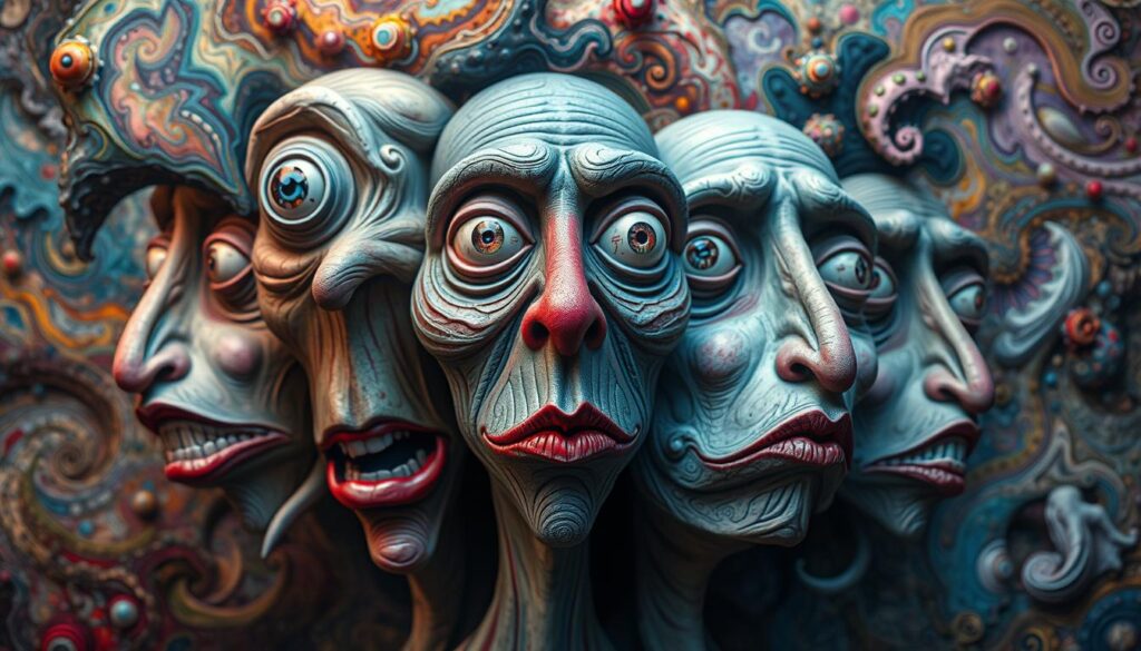 surreal facial features