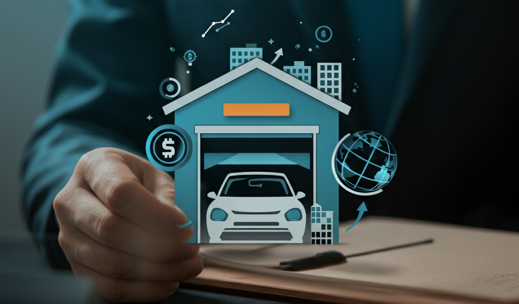Business growth strategies from Garage2Global visualized with a graph and globe.
