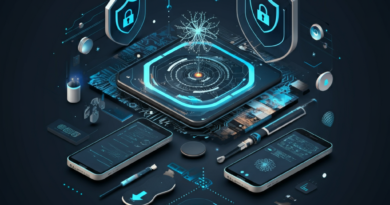 A vibrant representation of AI, cybersecurity, startups, and futuristic technology in a sleek design.