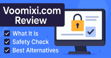 Voomixi.com review banner showing security check and alternative options