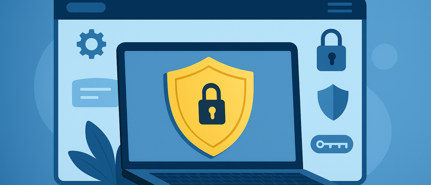 illustration of secure website with lock and shield